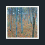Gustav Klimt Beech Tree Forest Grove Napkin<br><div class="desc">This is based on classic nature painting artworks by Gustav Klimt, Beech Grove 1, 1902. The artwork portrays a dense forest of tall, slender birch trees, with pale trunks marked by dark, vertical lines. The foliage is depicted in shades of blue, green, and yellow, adding a sense of depth and...</div>