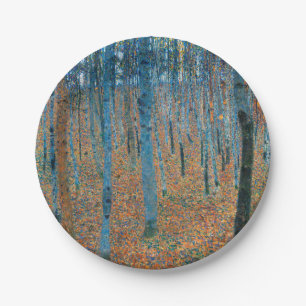 Gustav Klimt Beech Tree Forest Grove Paper Plate