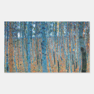 Gustav Klimt Beech Tree Forest Grove Rectangular Sticker