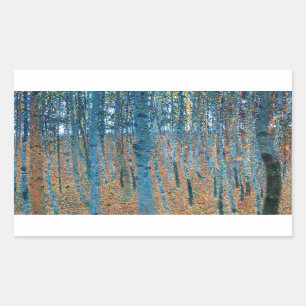 Gustav Klimt Beech Tree Forest Grove Rectangular Sticker