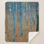 Gustav Klimt Beech Tree Forest Grove Sherpa Blanket<br><div class="desc">This is based on classic nature painting artworks by Gustav Klimt, Beech Grove 1, 1902. The artwork portrays a dense forest of tall, slender birch trees, with pale trunks marked by dark, vertical lines. The foliage is depicted in shades of blue, green, and yellow, adding a sense of depth and...</div>