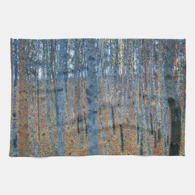 Gustav Klimt Beech Tree Forest Grove Tea Towel (Horizontal)