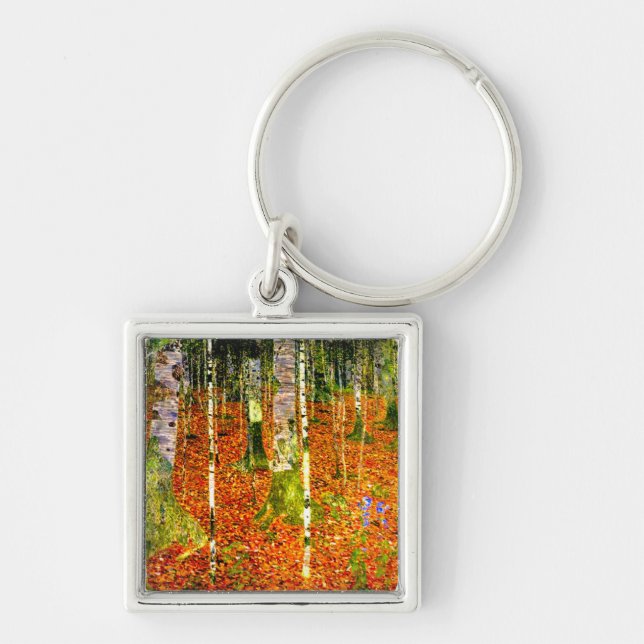 Gustav Klimt Birch Trees Key Ring (Front)