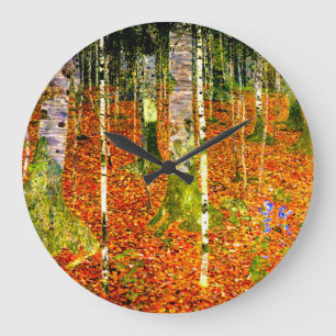 Gustav Klimt Birch Trees Large Clock
