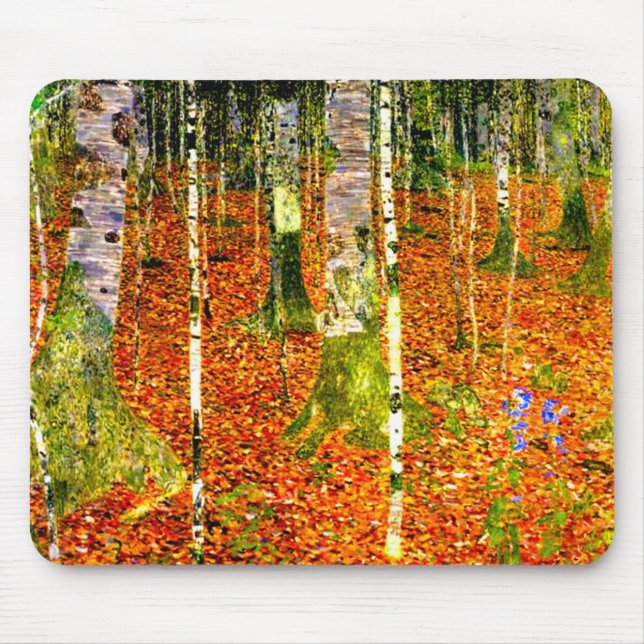 Gustav Klimt Birch Trees Mouse Mat (Front)