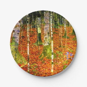Gustav Klimt Birch Trees Paper Plate