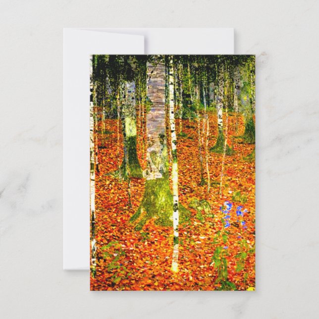 Gustav Klimt Birch Trees RSVP Card (Front)