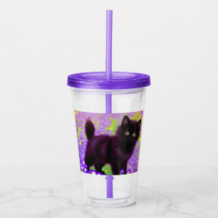 Gustav Klimt Black Kitten Acrylic Tumbler