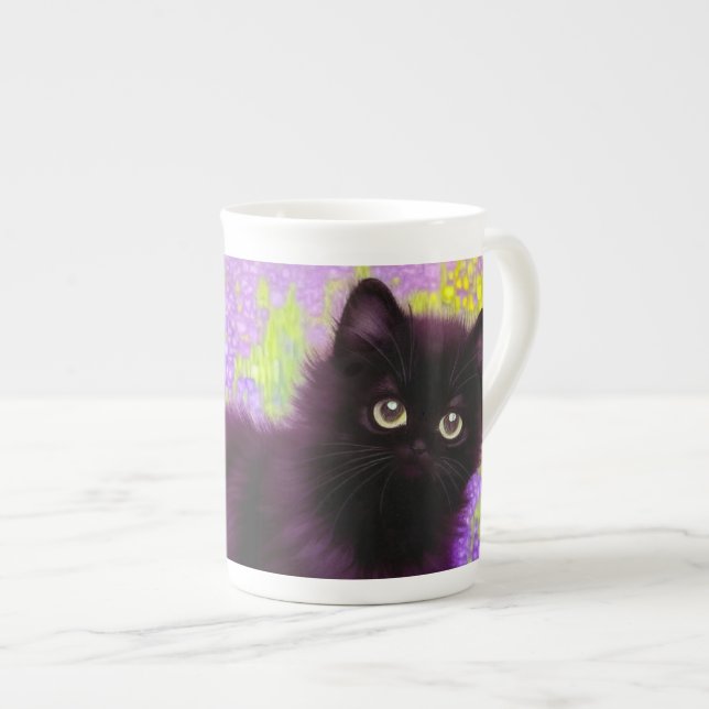 Gustav Klimt Black Kitten Bone China Mug (Front Right)