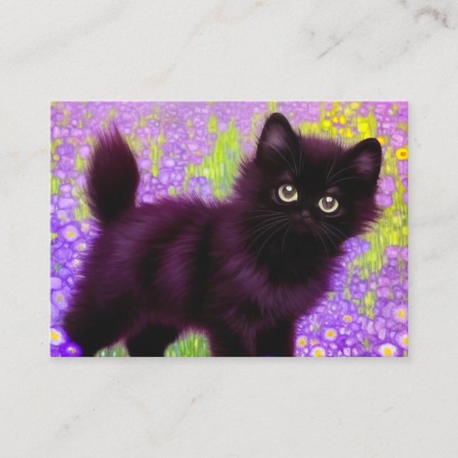 Gustav Klimt Black Kitten Enclosure Card (Front)
