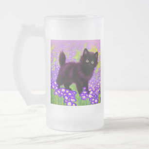 Gustav Klimt Black Kitten Frosted Glass Beer Mug