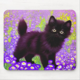 Gustav Klimt Black Kitten Mouse Mat