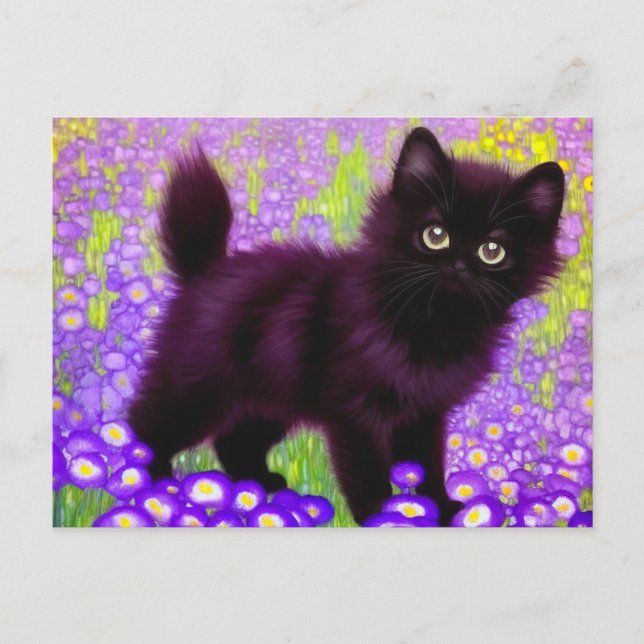 Gustav Klimt Black Kitten Postcard (Front)