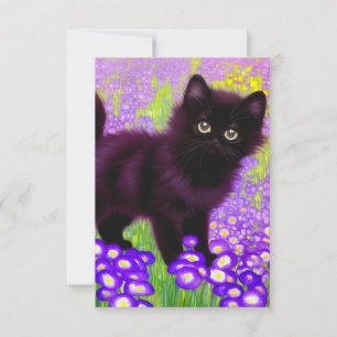 Gustav Klimt Black Kitten RSVP Card