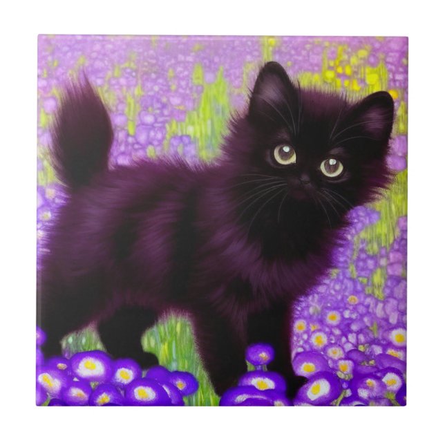 Gustav Klimt Black Kitten Tile (Front)