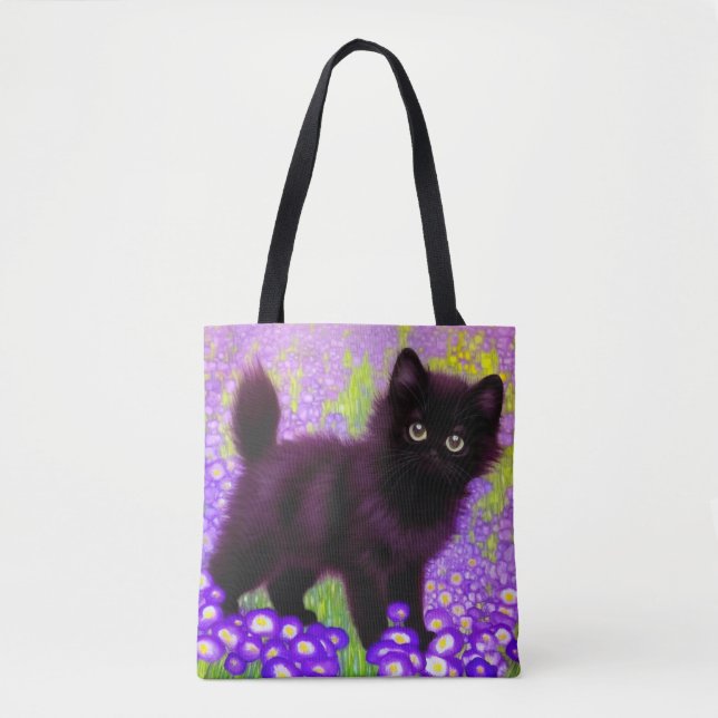 Gustav Klimt Black Kitten Tote Bag (Front)