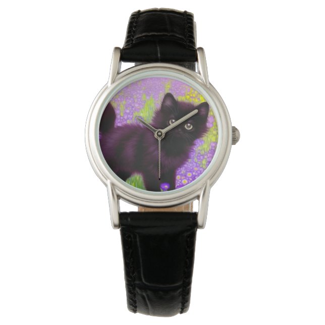 Gustav Klimt Black Kitten Watch (Front)