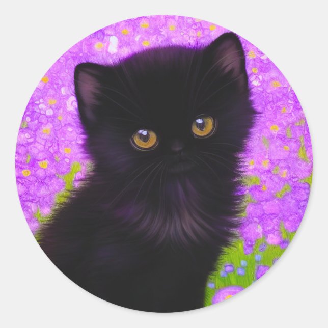 Gustav Klimt Cat Classic Round Sticker (Front)