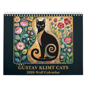Gustav Klimt Cat   Elegant Art Nouveau Cat 2026 Calendar