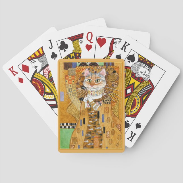 Gustav Klimt Cat in Gold spoof cards (Back)