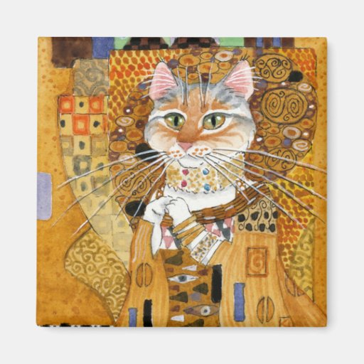 Image of Gustav Klimt Cat in Gold spoof magnet