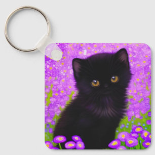 Gustav Klimt Cat Key Ring