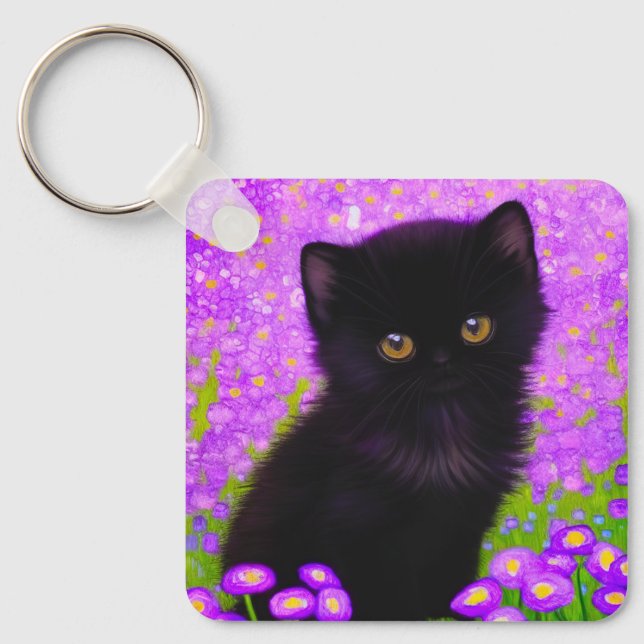 Gustav Klimt Cat Key Ring (Front)