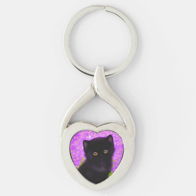 Gustav Klimt Cat Key Ring (Front)