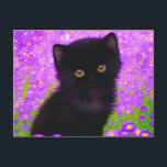 Gustav Klimt Cat Postcard<br><div class="desc">Postcard featuring a Gustav Klimt cat! This fluffy kitty sits in a green field of purple flowers. A purr-fect gift for cat lovers and Austrian art enthusiasts!</div>