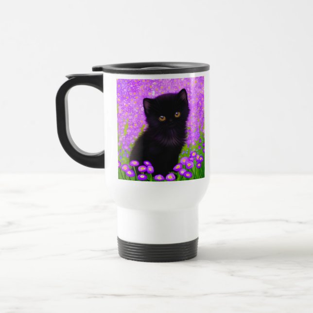 Gustav Klimt Cat Travel Mug (Left)