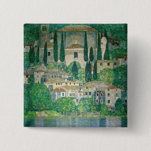 Gustav Klimt - Church in Cassone 15 Cm Square Badge