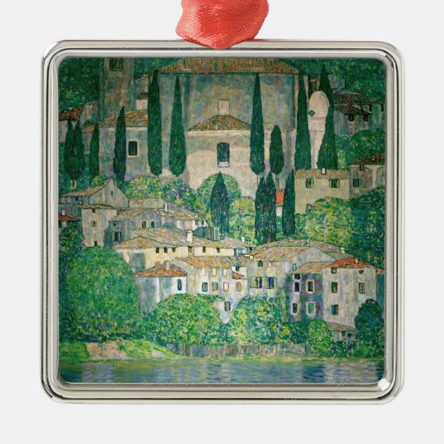 Gustav Klimt - Church in Cassone Metal Tree Decoration (Front)