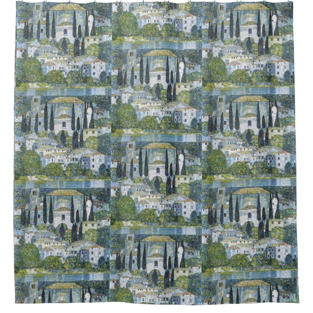  Gustav Klimt Church (Kirche) in Cassone Landscape Shower Curtain (Front)
