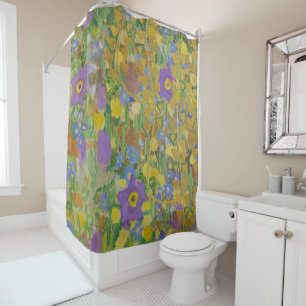 Gustav Klimt Columbine & Poppies Art Nouveau Shower Curtain