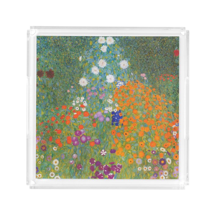 Gustav Klimt Cottage Garden Flower Bauergarten Acrylic Tray | Zazzle.co.uk