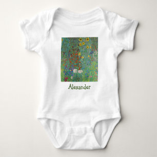 Gustav Klimt - Country Garden with Sunflowers Baby Bodysuit