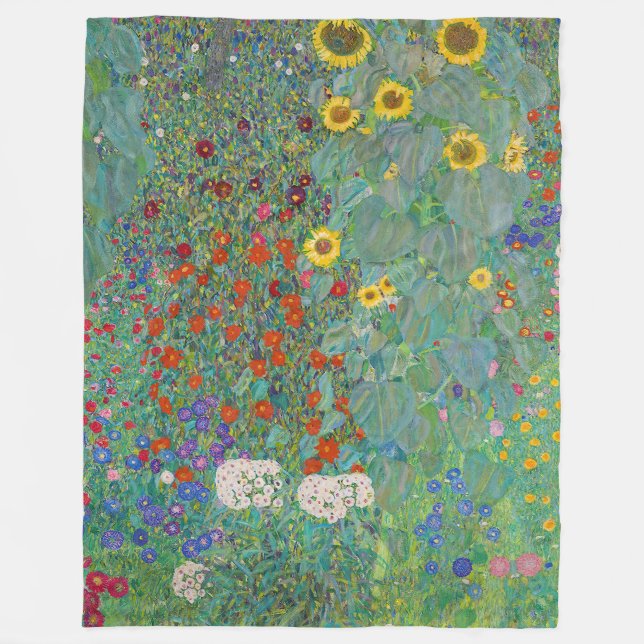 Gustav Klimt - Country Garden with Sunflowers Fleece Blanket (Front)