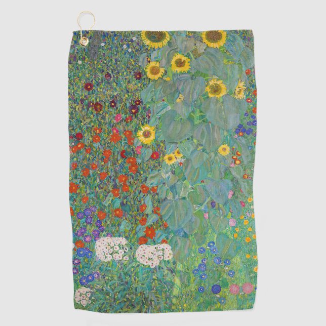 Gustav Klimt - Country Garden with Sunflowers Golf Towel (Front)