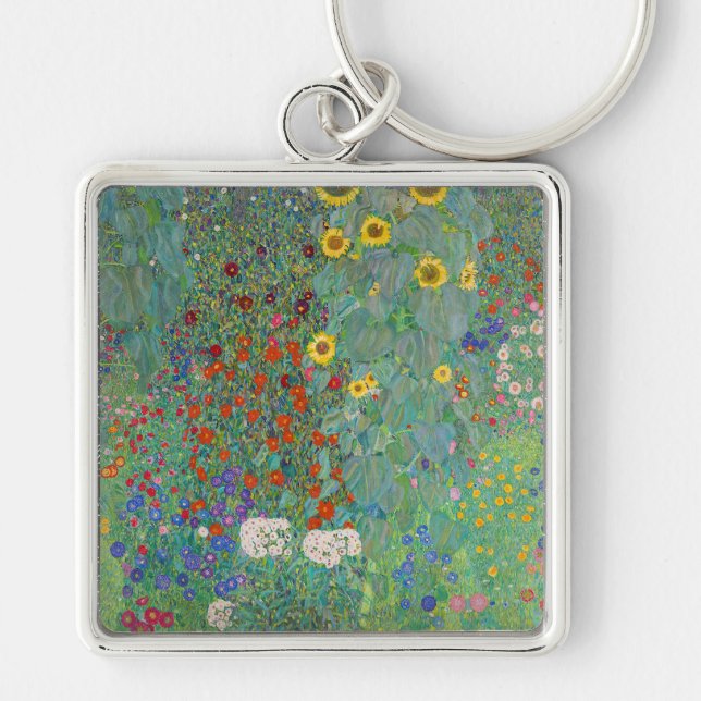 Gustav Klimt - Country Garden with Sunflowers Key Ring (Front)