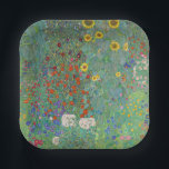 Gustav Klimt - Country Garden with Sunflowers Paper Plate<br><div class="desc">Country Garden with Sunflowers / Farm Garden with Sunflowers - Gustav Klimt in 1905-1906</div>