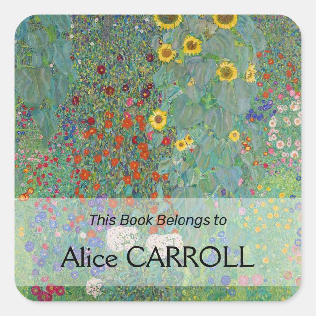 Gustav Klimt - Country Garden with Sunflowers Square Sticker (Front)