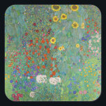 Gustav Klimt - Country Garden with Sunflowers Square Sticker<br><div class="desc">Country Garden with Sunflowers / Farm Garden with Sunflowers - Gustav Klimt in 1905-1906</div>