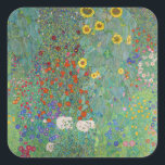 Gustav Klimt - Country Garden with Sunflowers Square Sticker<br><div class="desc">Country Garden with Sunflowers / Farm Garden with Sunflowers - Gustav Klimt in 1905-1906</div>