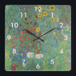 Gustav Klimt - Country Garden with Sunflowers Square Wall Clock<br><div class="desc">Country Garden with Sunflowers / Farm Garden with Sunflowers - Gustav Klimt in 1905-1906</div>
