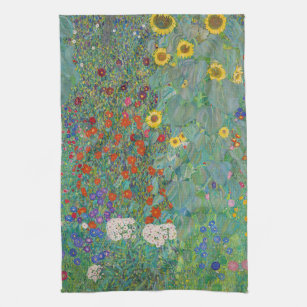 Gustav Klimt - Country Garden with Sunflowers Tea Towel