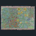 Gustav Klimt - Country Garden with Sunflowers Throw Blanket<br><div class="desc">Country Garden with Sunflowers / Farm Garden with Sunflowers - Gustav Klimt in 1905-1906</div>