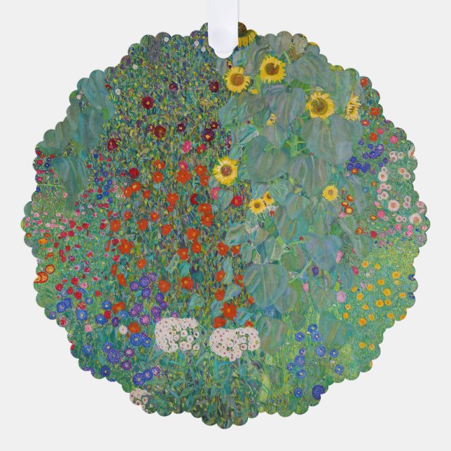 Gustav Klimt - Country Garden with Sunflowers Tree Decoration Card (Front)