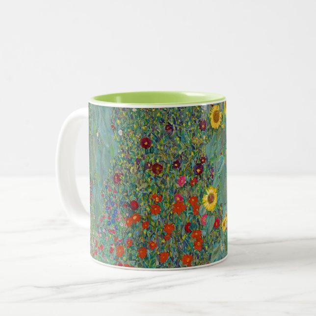 Gustav Klimt - Country Garden with Sunflowers Two-Tone Coffee Mug (Front Left)