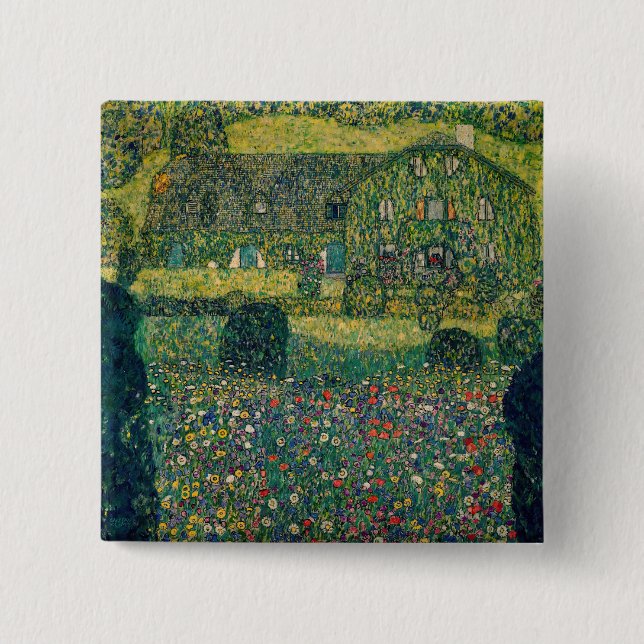 Gustav Klimt - Country House by the Attersee 15 Cm Square Badge (Front)