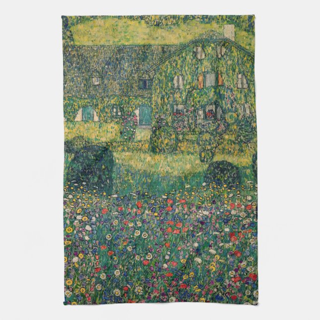 Gustav Klimt - Country House by the Attersee Tea Towel (Vertical)